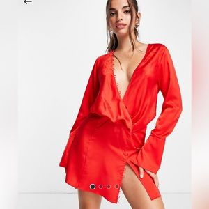 Brand New Red Silk Dress Size L